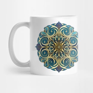 Vintage Art Nouveau Alphonse Mucha Inspired Circular Flower Pattern Mug